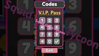 Squid Game Tycoon V.I.P. Pass Code #fortnite#tycoon#secretcode#squidgame#tycoon