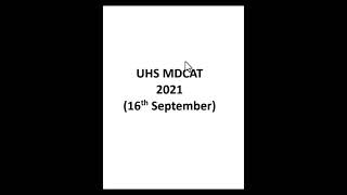 UHS MDCAT Paper 2021 ( with answers)