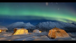 Study Background with Lo-Fi Music - Mountain in Norway with Northern Lights