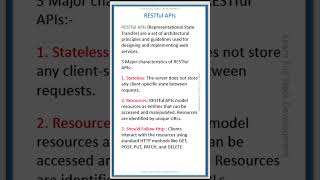 What are RESTful APIs?| Characteristics of RESTful APIs | #javainterviewquestionsandanswers  #shorts