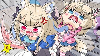 Fuwawa Abyssgard crushes the keyboard and Mococo's heart.[Animated Hololive/Eng sub]