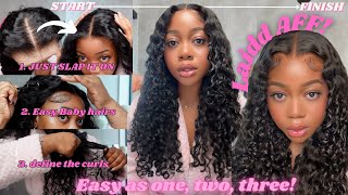 NO PLUCKING! NO BLEACHING! 100% GLUE-LESS PRE-CUT HD LACE WATER WAVE 9X6 CLOSURE WIG FT OQ HAIR