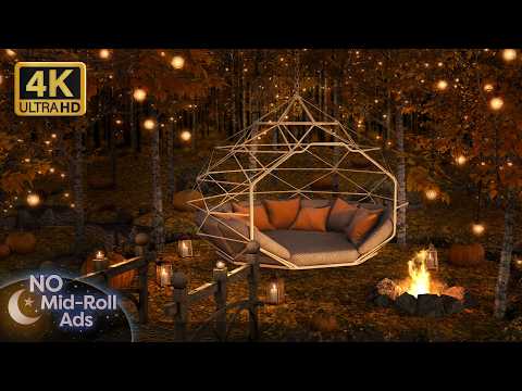 Nighttime Autumn Forest Ambience with Windchimes