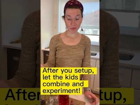 Kids sensory experiment to learn color combinations, using items you have at home