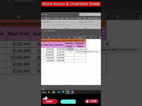 How to Calculate Work Hours & Overtime in Excel 📊 | #exceltips #excel #2025 #exceltips2025