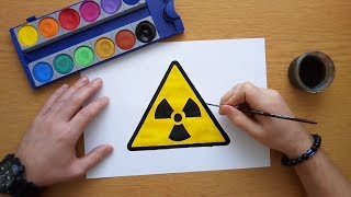 How to draw a caution radiation sign - radioactive symbol