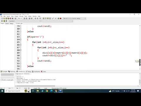 sum, subtration, multiplication and division of two matrics in c++
