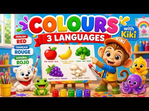 🎨 Learn Colours with Kiki in French, Spanish & English! | Fun Painting Time 🌈