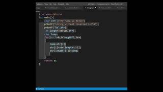 String reverse without using strrev() library function in C language|| #shorts #programming