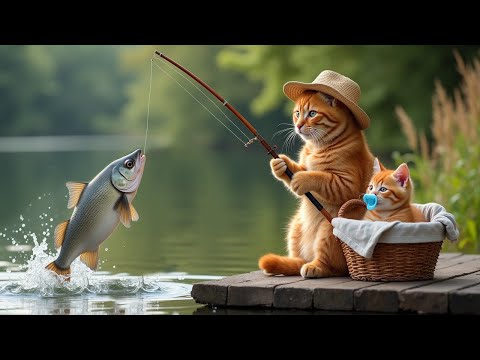 Mama Cat Catches Fish, Comes Home and Makes Whole Fish Curry For Kitten 😺❤️ #cat #cute
