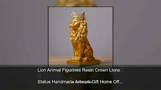 Lion Animal Figurines Resin Crown Lions Statue Handmade Artwork Gift Home Office Decor Ornament