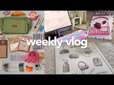 weekly vlog 🧃🦋 | mini room makeover, organizing stationery, digital planning