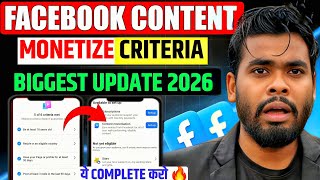 Facebook Update 2026 🤑; Content Monetization Criteria to monetize 