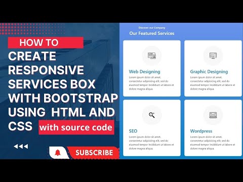 How to create responsive Services Box with Bootstrap using HTML and CSS with source code