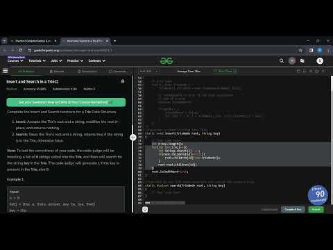 Insert and Search in a Trie | 31-01-2024 | GFG | POTD | JAVA | GreeksforGreeks