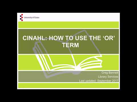 CINAHL: Using the OR term