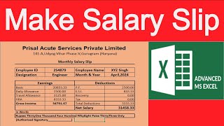 Monthly Salary Slip | How to Make Salary Slip | Salary Slip Kaise Banaye | Make Salary Slip in Excel