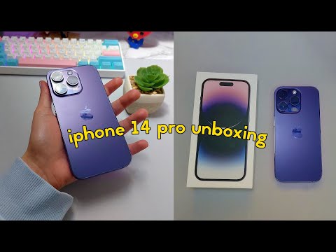 aesthetic iPhone 14 pro unboxing + accessories 💜