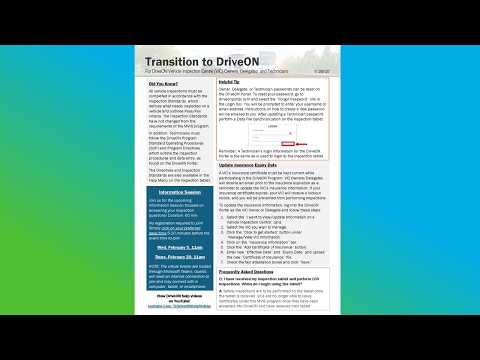 Transition to DriveON Bulletin 17 - Released January 27, 2025.