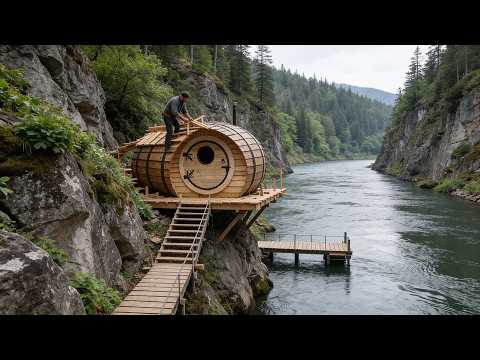 3 Months Alone: Building a Wooden Fishing House by the River