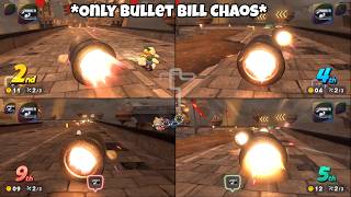 Mario Kart World 4-Player Split Screen Local Co-Op Switch 2 Gameplay! Only Bullet Bill Items Chaos!