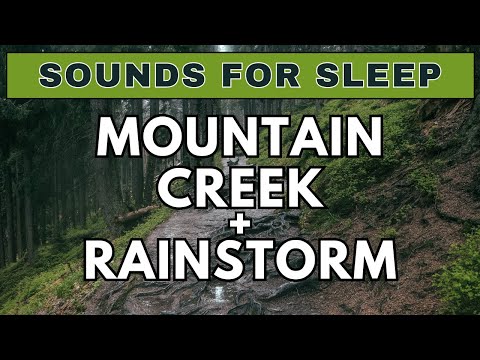 Soothing Rainstorm with Babbling Mountain Creek | 10-hour Black Screen
