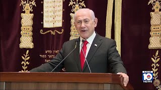 Israeli Prime Minister Benjamin Netanyahu visits synagogue in Surfside