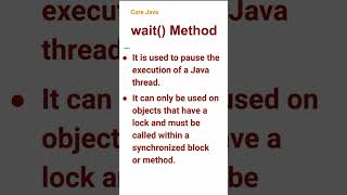 wait() Method (67) #corejava