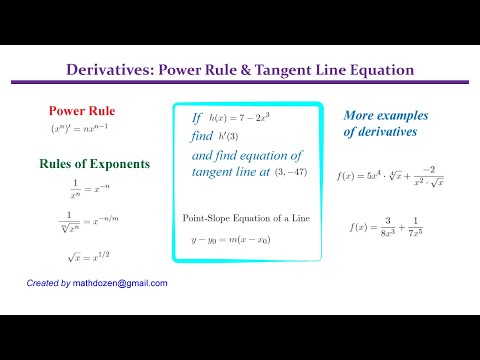 Power Rule for Derivatives and Tangent Line Equation-p1 (Calculus I)