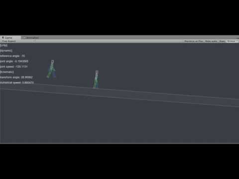 [Unity] 2D physics-based biped with non-stable walking (experimental)