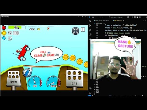 Playing🎮 Hill Climb Racing🏇 with Hand✋Gesture #ai#computervision#pythonbhai#gameplay#hillclimbracing