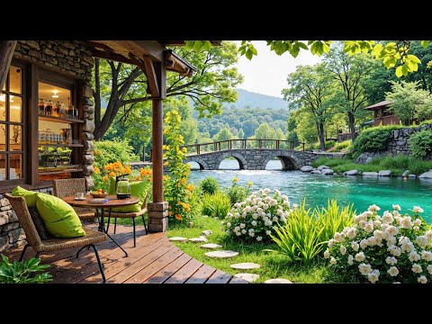 🪴Calm River Café & Relaxing Jazz | River Breeze, Nature Ambience & Soft Piano Music for Focus, Relax