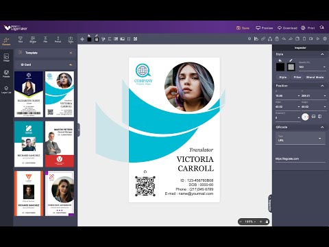 Drawtify Business Card Maker - Design with Business ID Card Template and QR code.