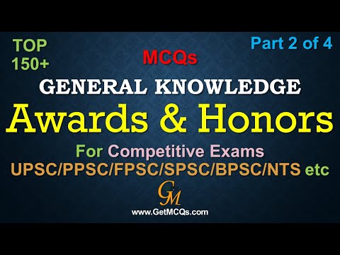 Awards and Honors MCQs | General Knowledge MCQs with Solution and Explanation | Part 2 of 4