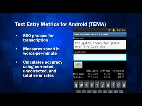 Text Entry Metrics for Android (TEMA)