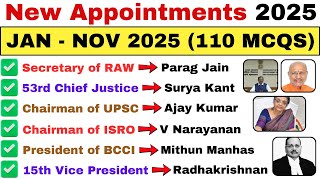 Latest Appointments 2025 | New Appointment Current Affairs 2025