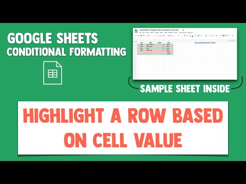 Highlight Entire Row a Color based on Cell Value Google Sheets (Conditional Formatting) Excel