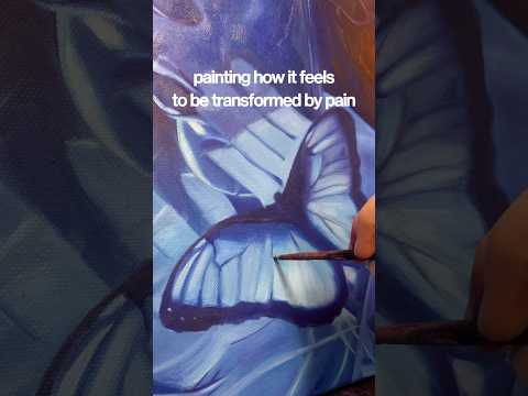 a small painting about letting pain transform you 🦋 #painting #art #artist #sensitivity #bluemorpho