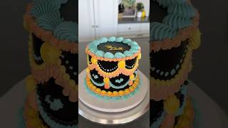 The most unique wedding cake I’ve ever made 🖤🎨 #cakedecorating #wedding #shorts