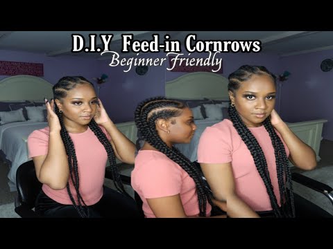 Beginner friendly feed in cornrows tutorial