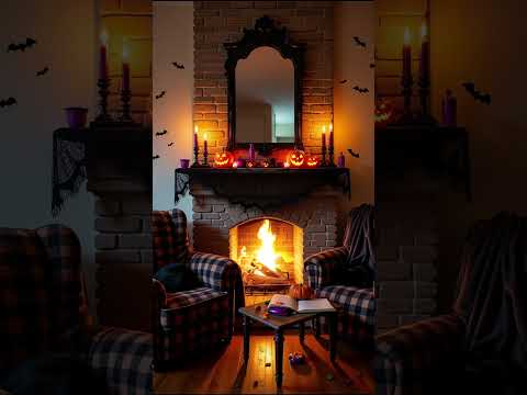 Cozy Halloween Fireplace Ambience | Crackling Fire, Pumpkins & Spooky Vibes 🔥🕯️