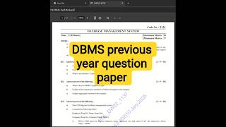 DBMS previous year question paper 2025 | DBMS pyq 2025 | DBMS #polytechnic#pyq#dbms#paper #shorts