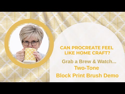 Two-Tone Lino Block Print Pattern Brush in Procreate Kitchen-Table Style, Handmade Repeat