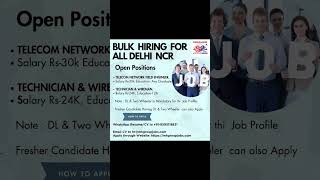 #delhincrjob #fresherjobs #telecom #networkengineering #ftth #opticalfiber #opticalfibercable #job