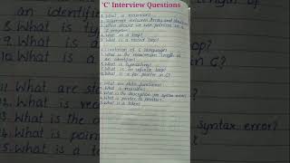 'C' Interview Questions/ Important C interview Questions/ IT Interview questions about C Language