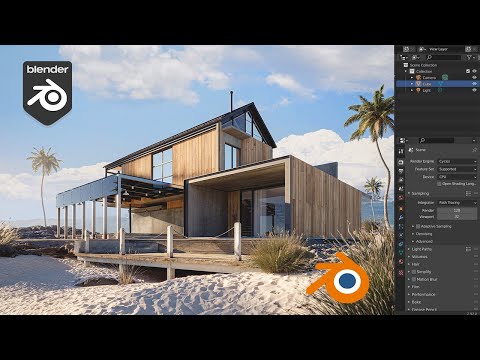 Easy realistic Architecture Exterior and beach environment In Blender | Beginner tutorial