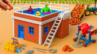 DIY Construction Science Project - Building a Modern Mini Bricks and Hard Cement House Construction