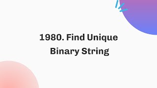 1980. Find Unique Binary String | November | Java | C++