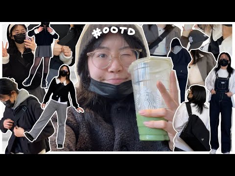 what i wear to college in a week! 🖤🤍 Black and White Campus Outfit Ideas OOTD VLOG