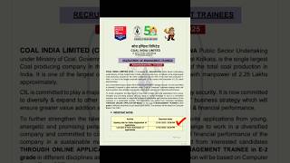 Management Trainee Recruitment 2025 #coalindialimited